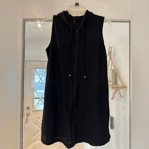 Women's Black Sleeveless Hooded Swim Coverup